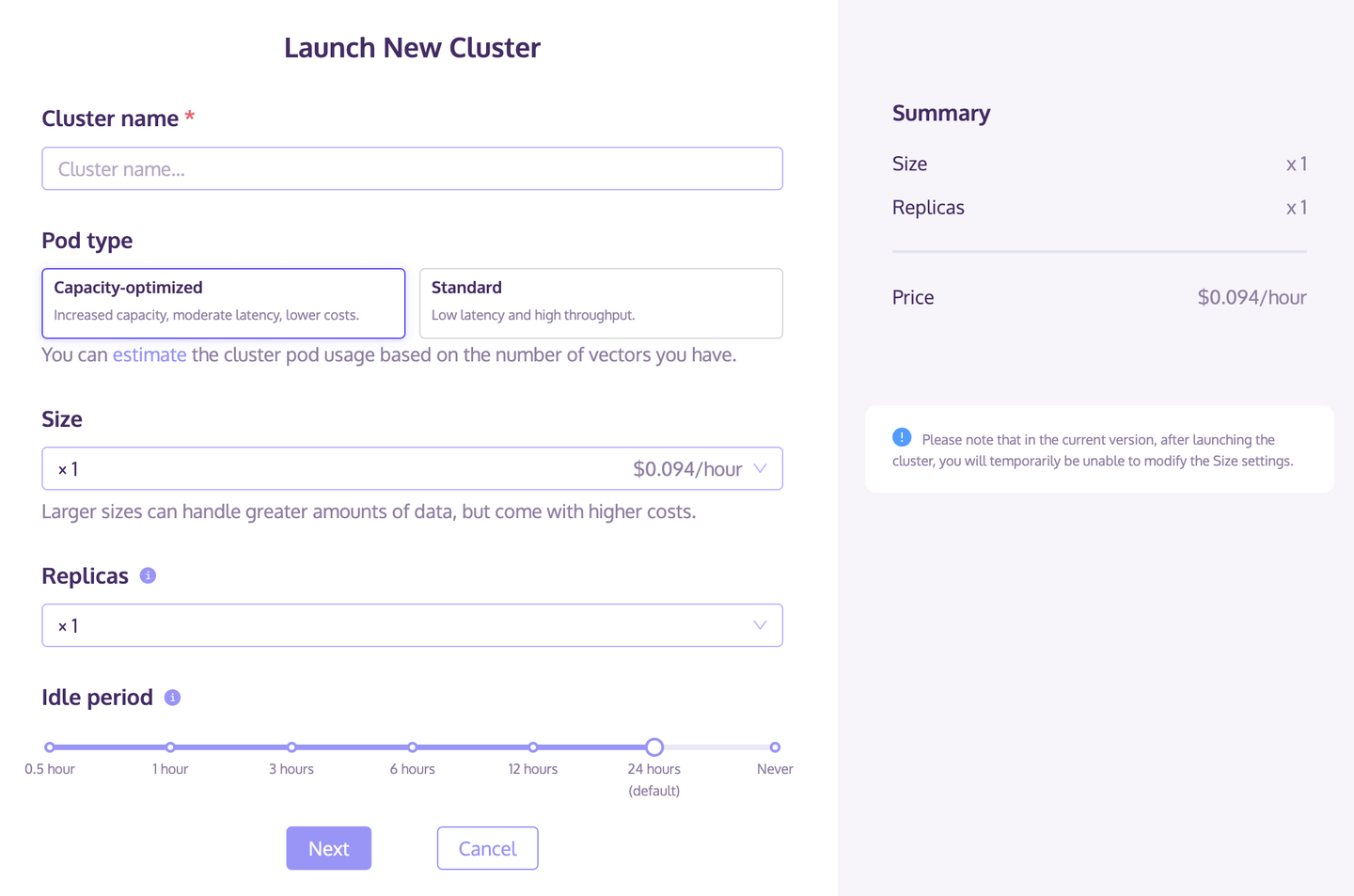 Launch New Cluster